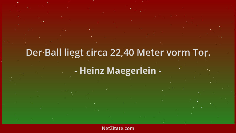 Heinz Maegerlein - Der Ball liegt circa 22,40 Meter vorm Tor....