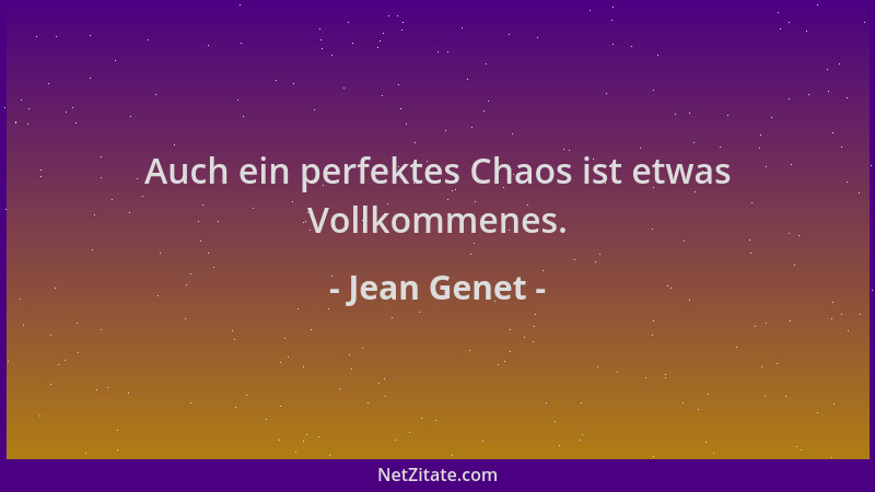 Jean Genet - Auch ein perfektes Chaos ist etwas Vollkommenes....