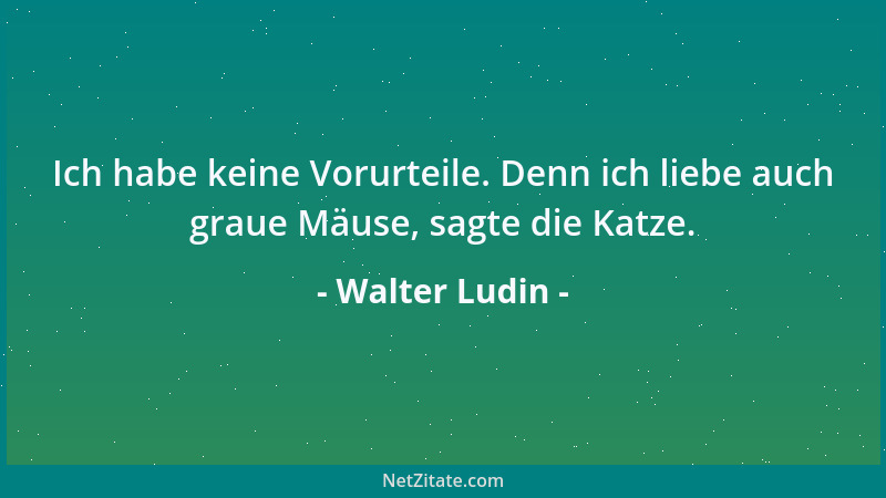 Walter Ludin - Ich habe keine Vorurteile. Denn ich liebe auch graue Mäuse, sagte die Katze....