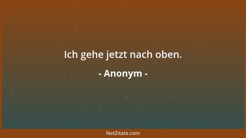 Anonym - Ich gehe jetzt nach oben....