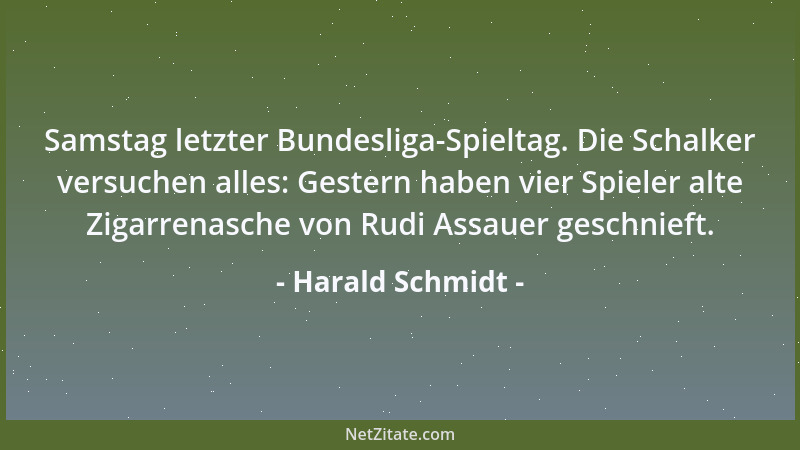 Harald Schmidt - Samstag letzter Bundesliga-Spieltag. Die Schalker versuchen alles: Gestern haben vier Spieler alte Zigarre...