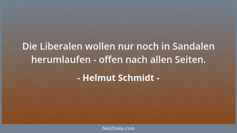 Helmut Schmidt - Die Liberalen wollen nur noch in Sandalen herumlaufen - offen nach allen Seiten....