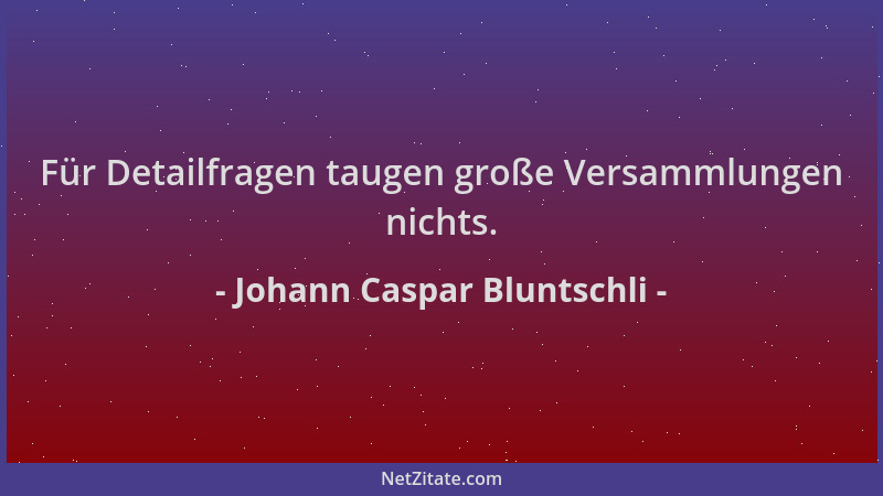 Johann Caspar Bluntschli - Für Detailfragen taugen große Versammlungen nichts....