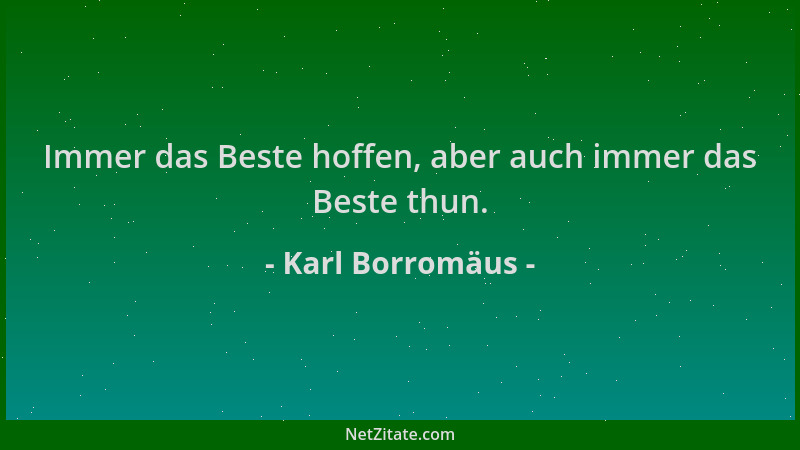 Karl Borromäus - Immer das Beste hoffen, aber auch immer das Beste thun....