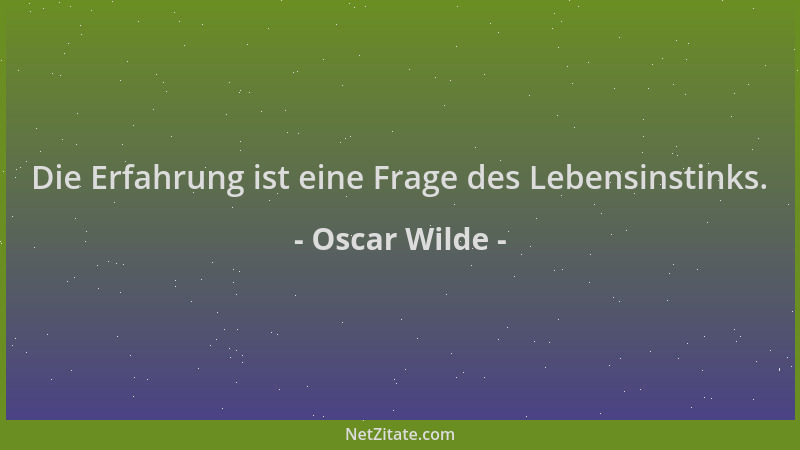 Oscar Wilde - Die Erfahrung ist eine Frage des Lebensinstinks....