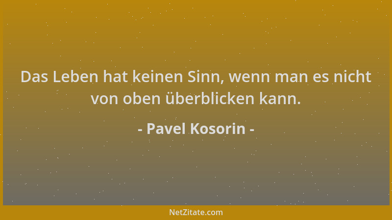 Pavel Kosorin - Das Leben hat keinen Sinn, wenn man es nicht von oben überblicken kann....