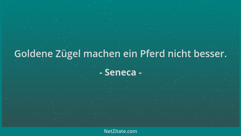 Seneca - Goldene Zügel machen ein Pferd nicht besser....