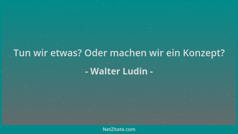Walter Ludin - Tun wir etwas? Oder machen wir ein Konzept?...