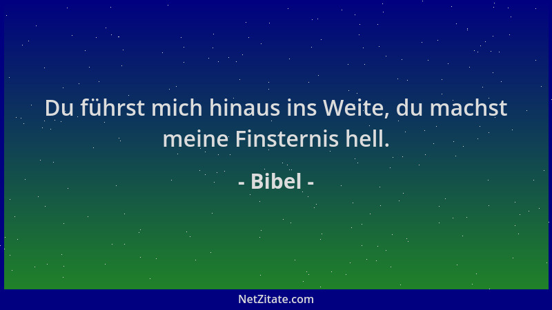 Bibel - Du führst mich hinaus ins Weite, du machst meine Finsternis hell....