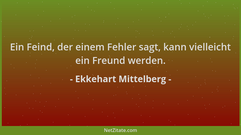 Ekkehart Mittelberg - Ein Feind, der einem Fehler sagt, kann vielleicht ein Freund werden....