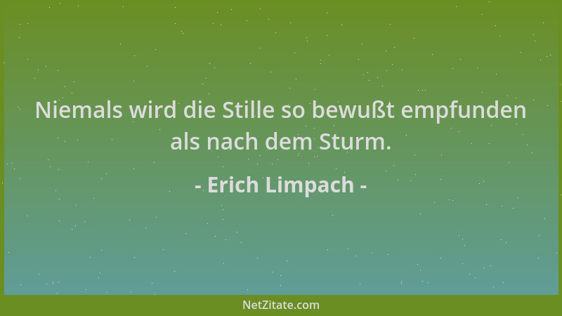 Erich Limpach - Niemals wird die Stille so bewußt empfunden als nach dem Sturm....