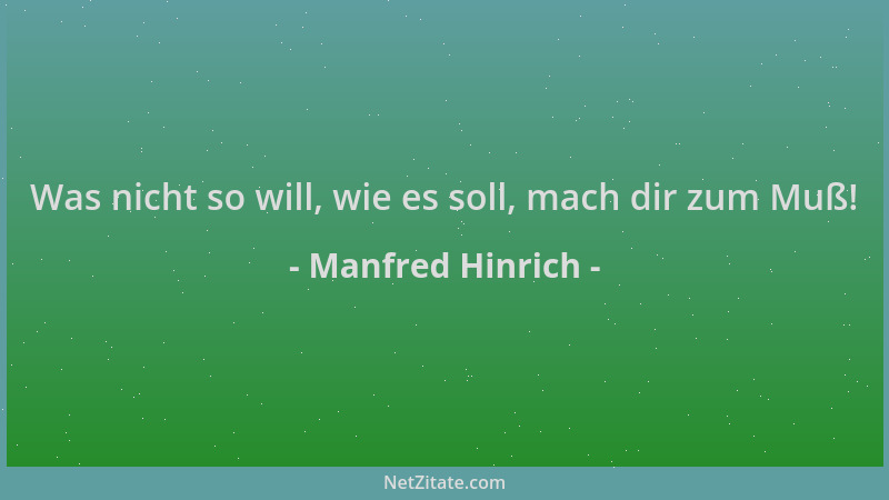 Manfred Hinrich - Was nicht so will, wie es soll, mach dir zum Muß!...