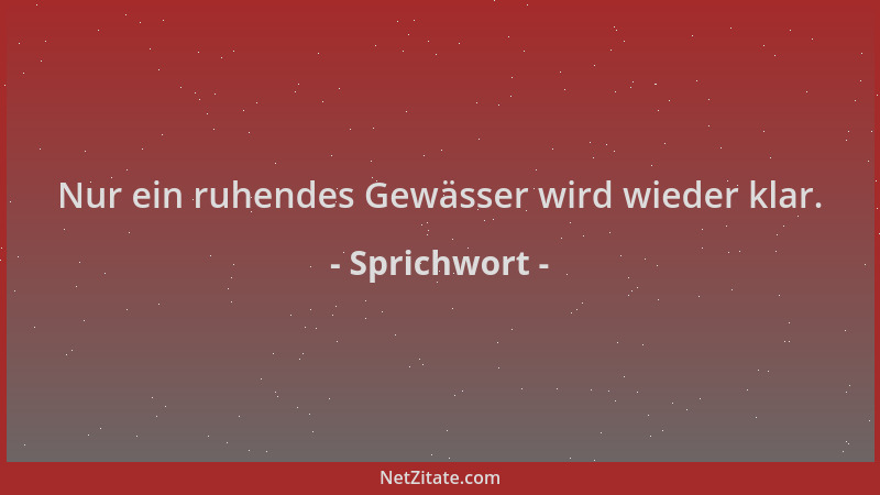 Sprichwort - Nur ein ruhendes Gewässer wird wieder klar....