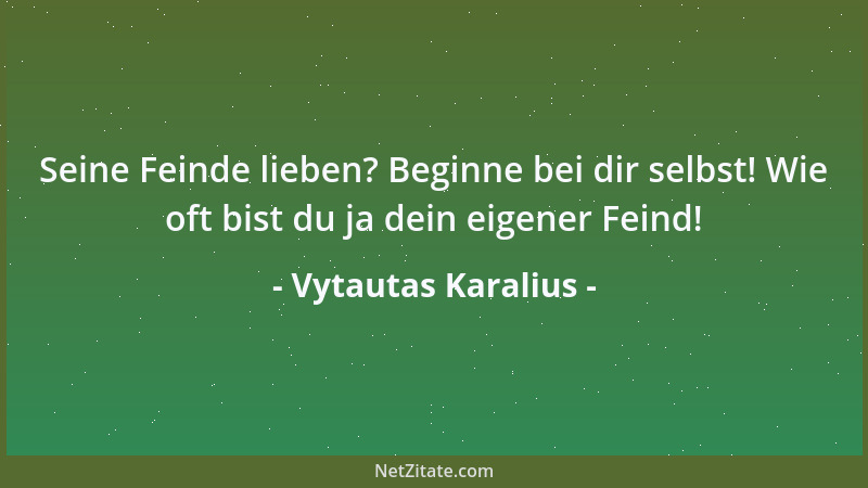 Vytautas Karalius - Seine Feinde lieben? Beginne bei dir selbst! Wie oft bist du ja dein eigener Feind!...