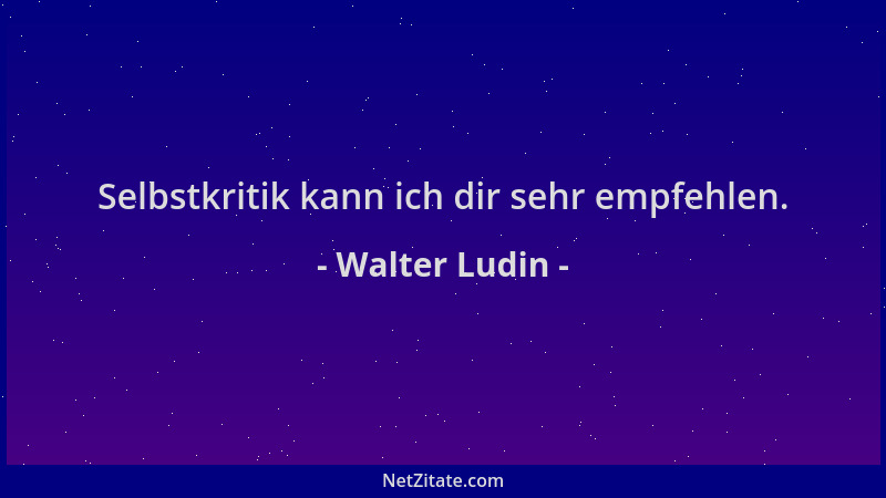 Walter Ludin - Selbstkritik kann ich dir sehr empfehlen....