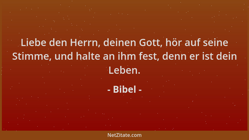 Bibel - Liebe den Herrn, deinen Gott, hör auf seine Stimme, und halte an ihm fest, denn er ist dein Leben....