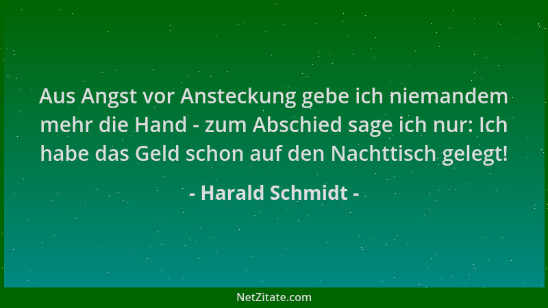 Harald Schmidt - Aus Angst vor Ansteckung gebe ich niemandem mehr die Hand - zum Abschied sage ich nur: Ich habe das Geld s...