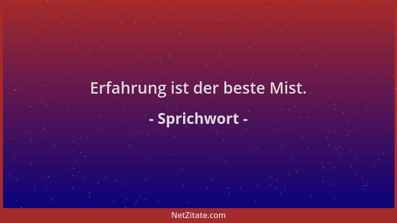 Sprichwort - Erfahrung ist der beste Mist....