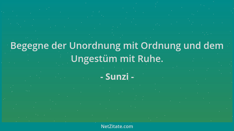 Sunzi - Begegne der Unordnung mit Ordnung und dem Ungestüm mit Ruhe....