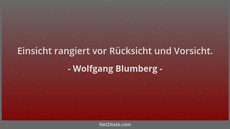 Wolfgang Blumberg - Einsicht rangiert vor Rücksicht und Vorsicht....