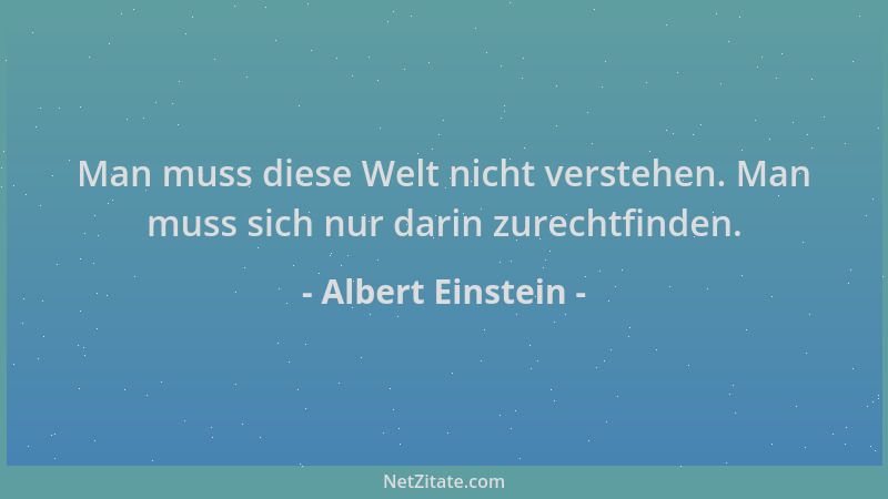Albert Einstein - Man muss diese Welt nicht verstehen. Man muss sich nur darin zurechtfinden....