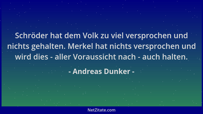 Andreas Dunker - Schröder hat dem Volk zu viel versprochen und nichts gehalten. Merkel hat nichts versprochen und wird dies...