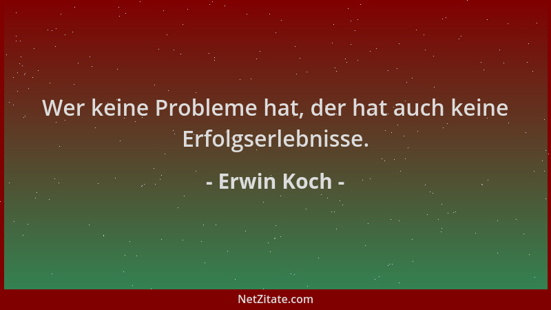 Erwin Koch - Wer keine Probleme hat, der hat auch keine Erfolgserlebnisse....