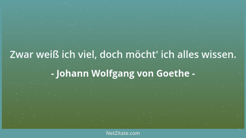 Johann Wolfgang von Goethe - Zwar weiß ich viel, doch möcht ' ich alles wissen....
