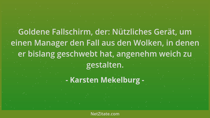 Karsten Mekelburg - Goldene Fallschirm, der: Nützliches Gerät, um einen Manager den Fall aus den Wolken, in denen er bislan...