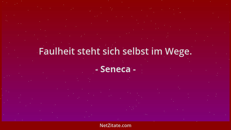 Seneca - Faulheit steht sich selbst im Wege....