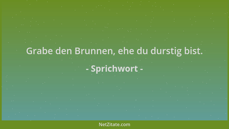 Sprichwort - Grabe den Brunnen, ehe du durstig bist....