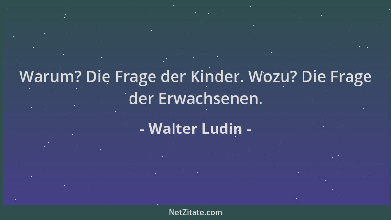Walter Ludin - Warum? Die Frage der Kinder. Wozu? Die Frage der Erwachsenen....