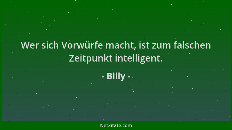 Billy - Wer sich Vorwürfe macht, ist zum falschen Zeitpunkt intelligent....
