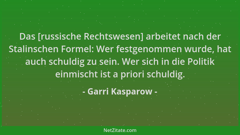 Garri Kasparow - Das [russische Rechtswesen] arbeitet nach der Stalinschen Formel: Wer festgenommen wurde, hat auch schuldi...