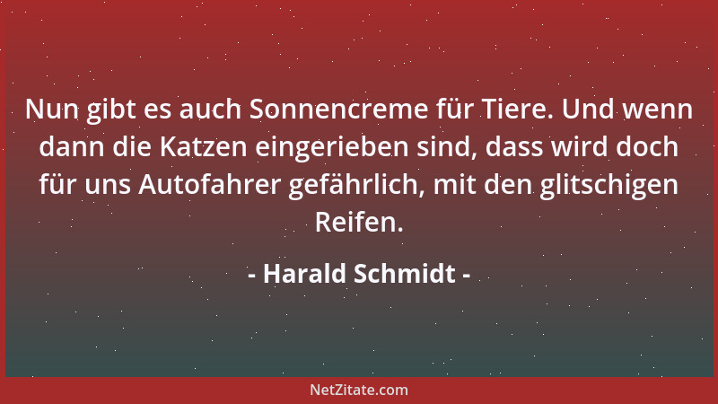Harald Schmidt - Nun gibt es auch Sonnencreme für Tiere. Und wenn dann die Katzen eingerieben sind, dass wird doch für uns...
