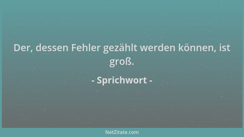 Sprichwort - Der, dessen Fehler gezählt werden können, ist groß....