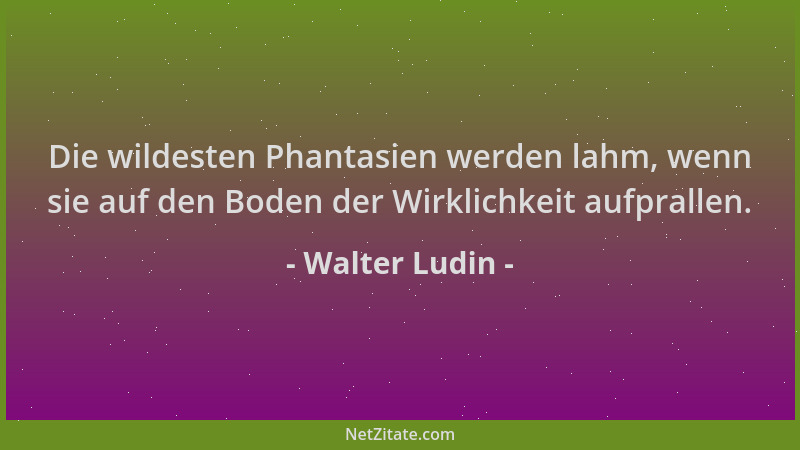 Walter Ludin - Die wildesten Phantasien werden lahm, wenn sie auf den Boden der Wirklichkeit aufprallen....