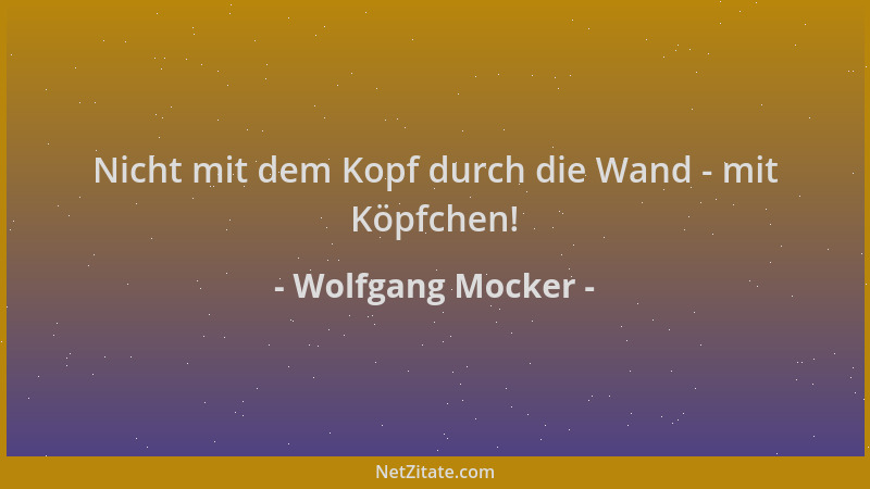 Wolfgang Mocker - Nicht mit dem Kopf durch die Wand - mit Köpfchen!...
