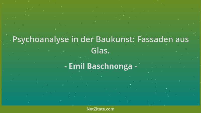 Emil Baschnonga - Psychoanalyse in der Baukunst: Fassaden aus Glas....