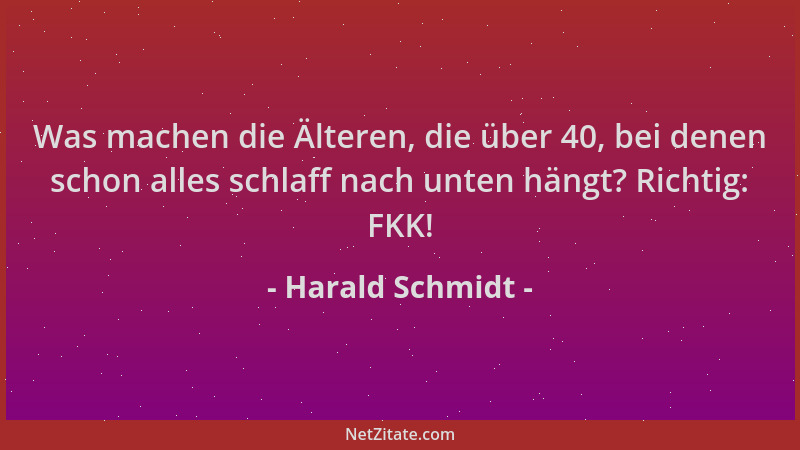 Harald Schmidt - Was machen die Älteren, die über 40, bei denen schon alles schlaff nach unten hängt? Richtig: FKK!...
