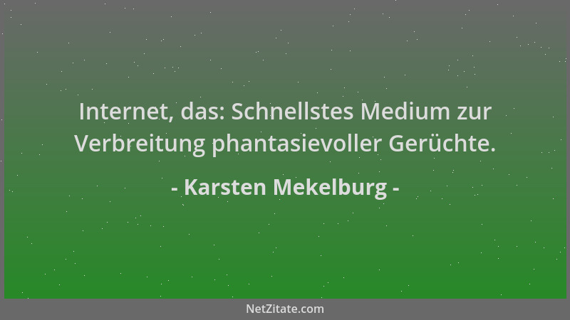 Karsten Mekelburg - Internet, das: Schnellstes Medium zur Verbreitung phantasievoller Gerüchte....