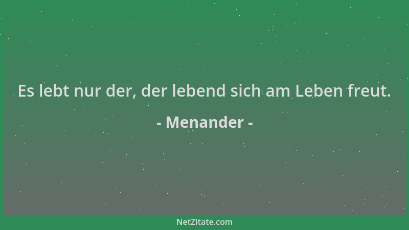 Menander - Es lebt nur der, der lebend sich am Leben freut....