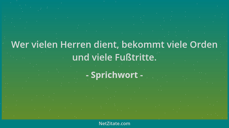 Sprichwort - Wer vielen Herren dient, bekommt viele Orden und viele Fußtritte....