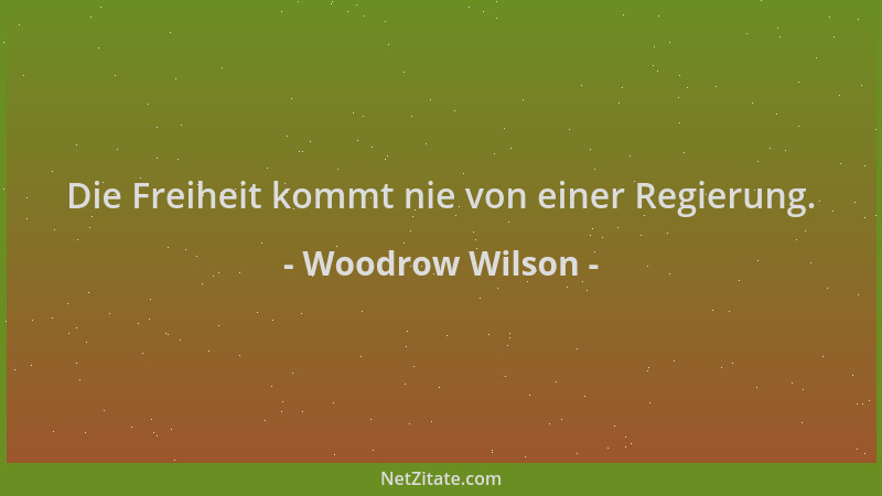 Woodrow Wilson - Die Freiheit kommt nie von einer Regierung....