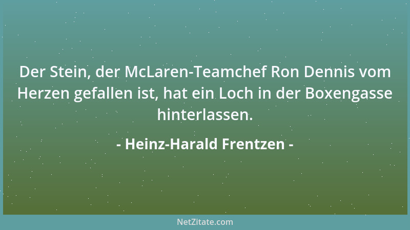 Heinz-Harald Frentzen - Der Stein, der McLaren-Teamchef Ron Dennis vom Herzen gefallen ist, hat ein Loch in der Boxengasse...