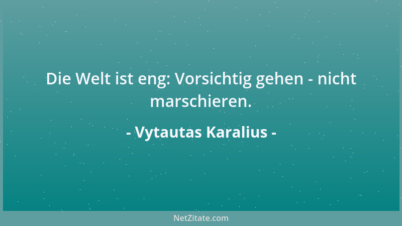 Vytautas Karalius - Die Welt ist eng: Vorsichtig gehen - nicht marschieren....