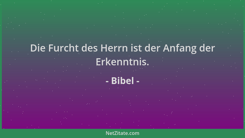 Bibel - Die Furcht des Herrn ist der Anfang der Erkenntnis....