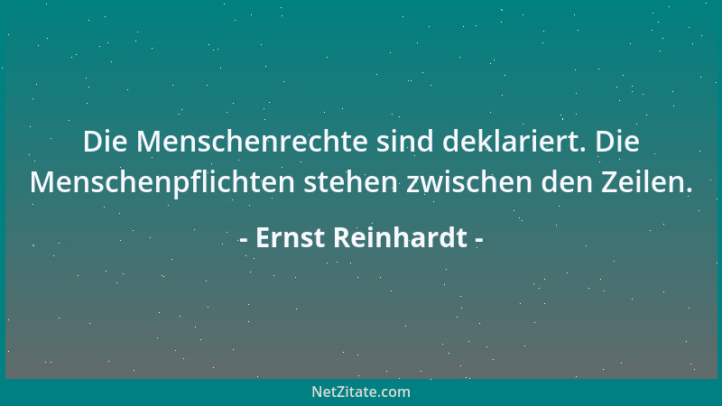 Ernst Reinhardt - Die Menschenrechte sind deklariert. Die Menschenpflichten stehen zwischen den Zeilen....