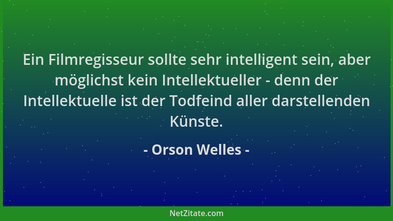 Orson Welles - Ein Filmregisseur sollte sehr intelligent sein, aber möglichst kein Intellektueller - denn der Intellektuell...