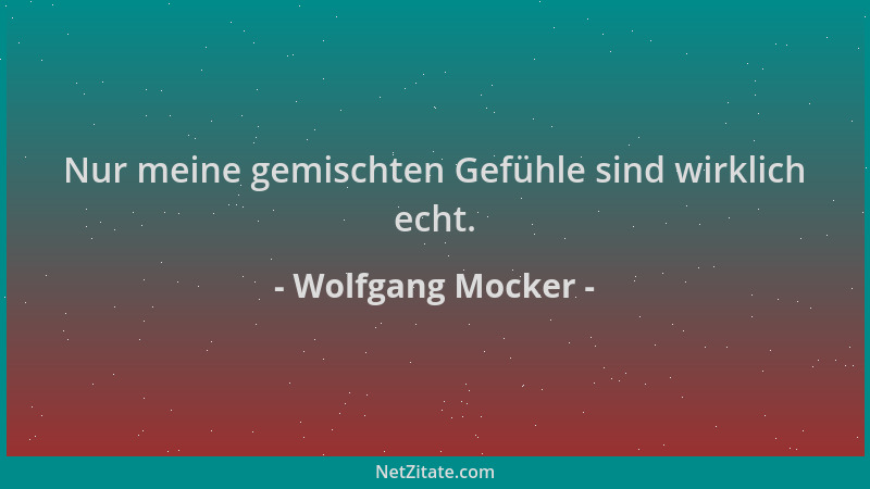 Wolfgang Mocker - Nur meine gemischten Gefühle sind wirklich echt....